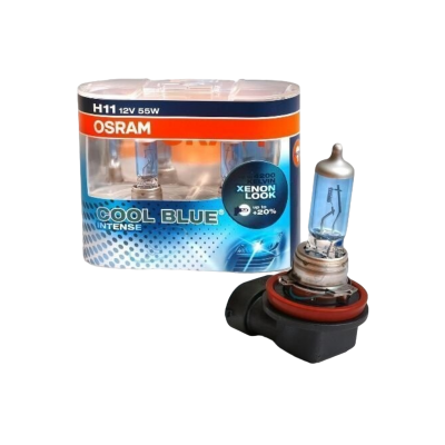 Комплект галогенных ламп Osram Cool Blue Intense 64211CBI-HCB / H11 / PGJ19-2 / 4200K / 1350Лм / 55Вт / холодный белый