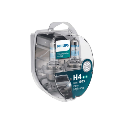 Галогенная лампа Philips X-tremeVision Pro150 12342XVPS2 / H4 / P43t-38 / 3600K / 1500Лм / 55Вт / теплый белый