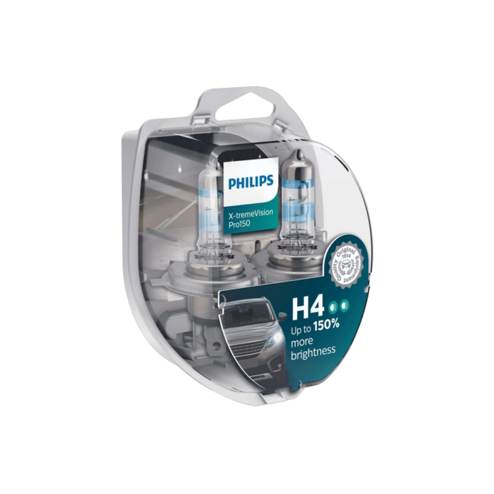 Галогенная лампа Philips X-tremeVision Pro150 12342XVPS2 / H4 / P43t-38 / 3600K / 1500Лм / 55Вт / теплый белый