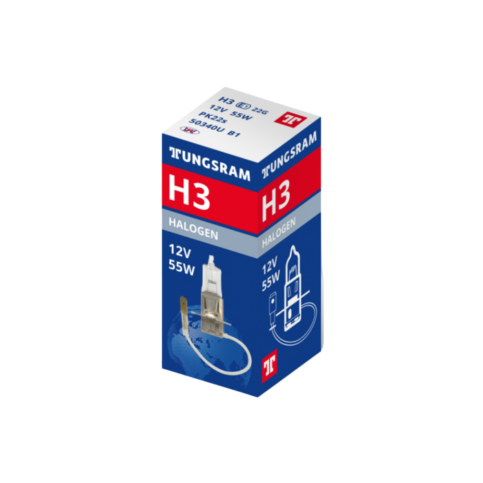 Галогенная лампа Tungsram 50340U B1 / H3 / PK22s / 99K / 1450Лм / 55Вт / теплый белый