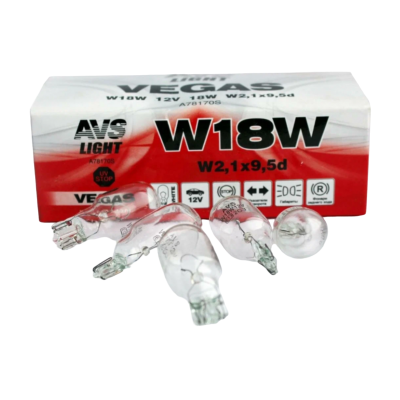 Лампа накаливания AVS Vegas A78170S / W18W / W2.1×9.5d / 3200K / 1550Лм / 18Вт / стандартный желтый