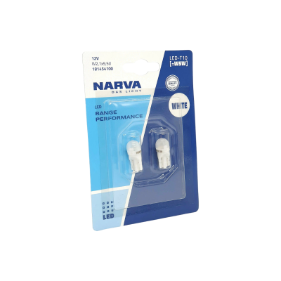 Комплект светодиодных ламп Narva 18074 / T10 (W5W) / W2.1×9.5d / 6000K / 50лм / 0,6Вт / холодный белый