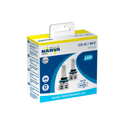 Комплект светодиодных ламп LED Narva Range Performance 18048 / H11 / PGJ19-2 / 6500K / 1550лм / 24Вт / холодный белый