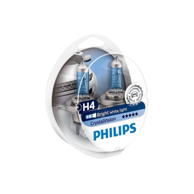 Галогенная лампа Philips CrystalVision 12342CVSM / H4 / P43t-38 / 4300K / 1100Лм / 60Вт / теплый белый