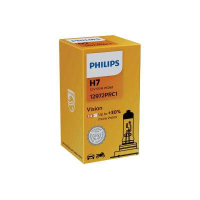 Галогенная лампа Philips Vision 12972PRC1 / H7 / PX26d / 3200K / 1500Лм / 55Вт / теплый белый