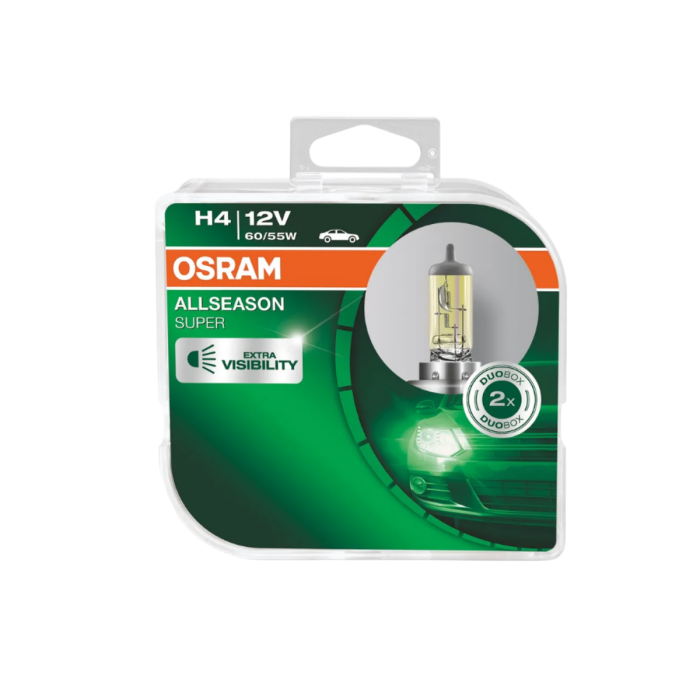Галогенная лампа Osram Allseason H4 64193ALS-HCB / H4 / {P43t, P43t-38} / 3000K / 1600Лм / 60Вт / теплый белый