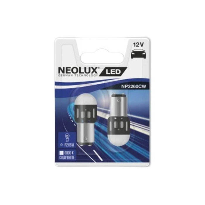 Светодиодная лампа Neolux NP2260CW-02B / P21W / BAY15d / 6000K / 85Лм / 1,2Вт / холодный белый
