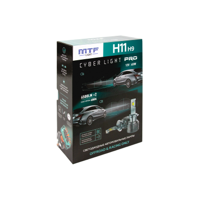 Комплект светодиодных ламп LED MTF light Cyber Light PRO CP011K6 / H11 / PGJ19-2 / 6000K / 6500Лм / 65Вт / холодный белый