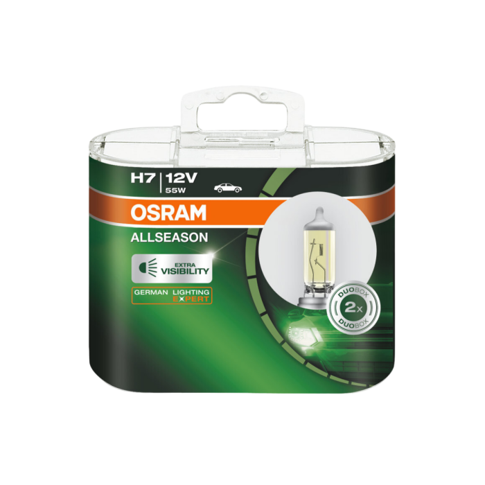 Галогенная лампа Osram Allseason 64210ALL / H7 / PX26d / 3000K / 1500Лм / 55Вт / теплый белый