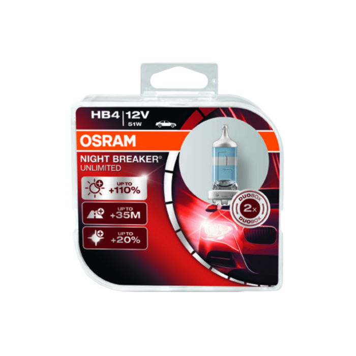 Галогенная лампа Osram Night Breaker Unlimited +110% 9006NBU-HCB / HB4 / P22d / 3800K / 1095Лм / 51Вт / стандартный желтый