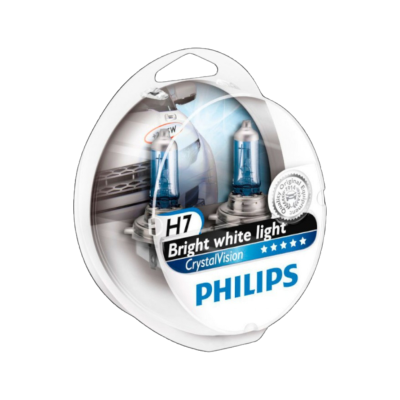 Комплект галогенных ламп Philips CrystalVision 12972CVSM / H7 / PX26d / 4300K / 1140Лм / 55Вт / холодный белый