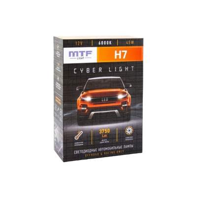 Комплект светодиодных ламп MTF Cyber Light DP07K6 / H7 / PX26d / 6000K / 3750Лм / 45Вт / холодный белый