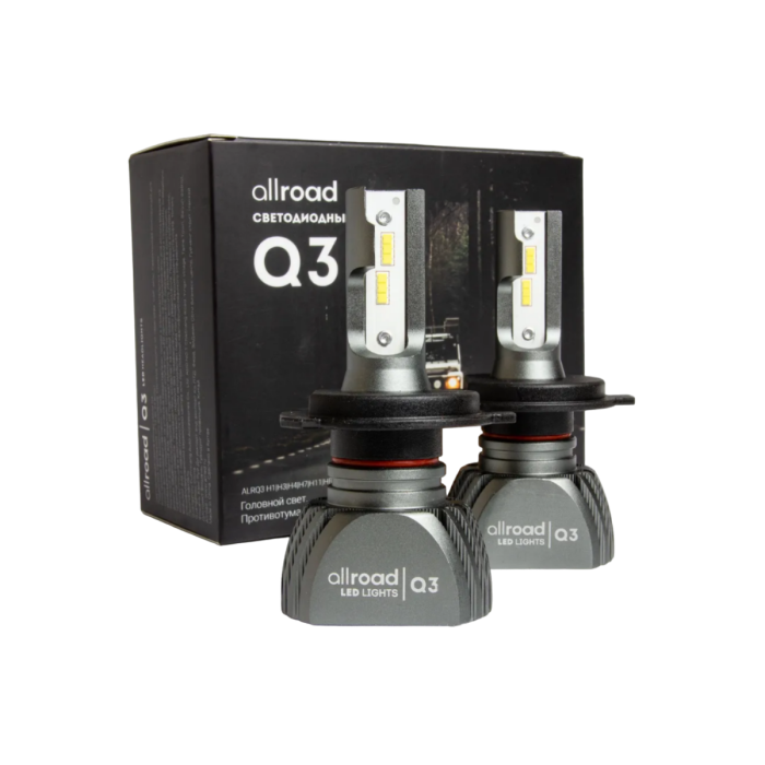 Комплект светодиодных ламп Allroad ALRQ3H04 / H4 / P43t / 6000K / 3600Лм / 20Вт / холодный белый