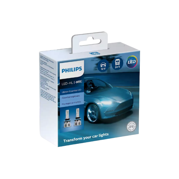 Светодиодная лампа Philips Ultinon Essential LED / H11 / PGJ19 / 6500K / 1550Лм / 24Вт / холодный белый