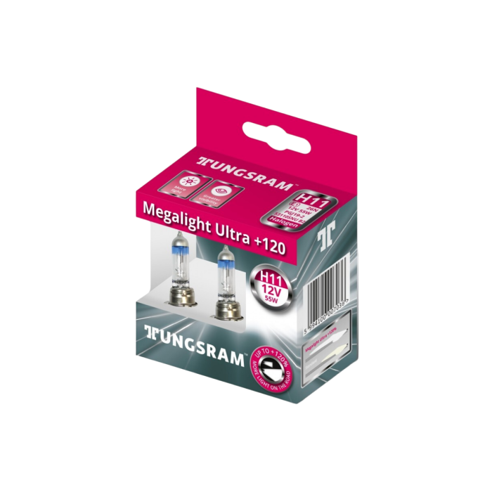 Галогенная лампа Tungsram Megalight Ultra 53110SNU / H11 / PGJ19-2 / 3700K / 1350Лм / 55Вт / стандартный желтый